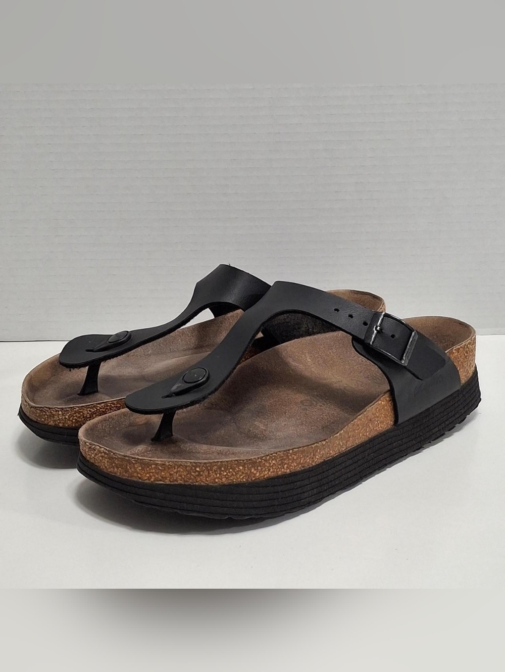 Birkenstock Papillo Gizeh Platform Vegan Birko Flor Black Sandals Woman’s Sz 9US